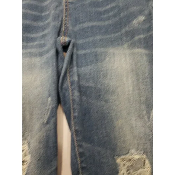 WAX JEAN Basic Denim Women's Distressed Blue Overalls 6 Pockets Size Medium - Picture 6 of 16